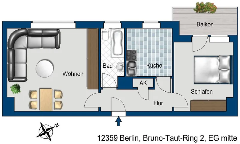 Attraktive 2-Zimmer-Wohnung in ruhiger Lage — photo 1
